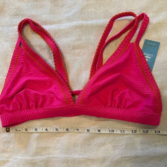 Cupshe Bikini Swim Top Strappy Hot Pink Size L - Picture 8 of 9